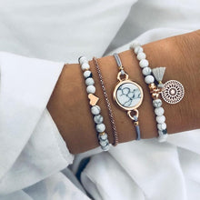 Load image into Gallery viewer, FAMSHIN Bohemian Handmade Weave Heart Long Tassel Bracelet Sets Women 2019 New Grey Rope Chain Bracelets Jewelry Christmas Gift